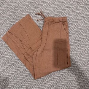 Linen-Blend Pull-On Wide Leg Pant